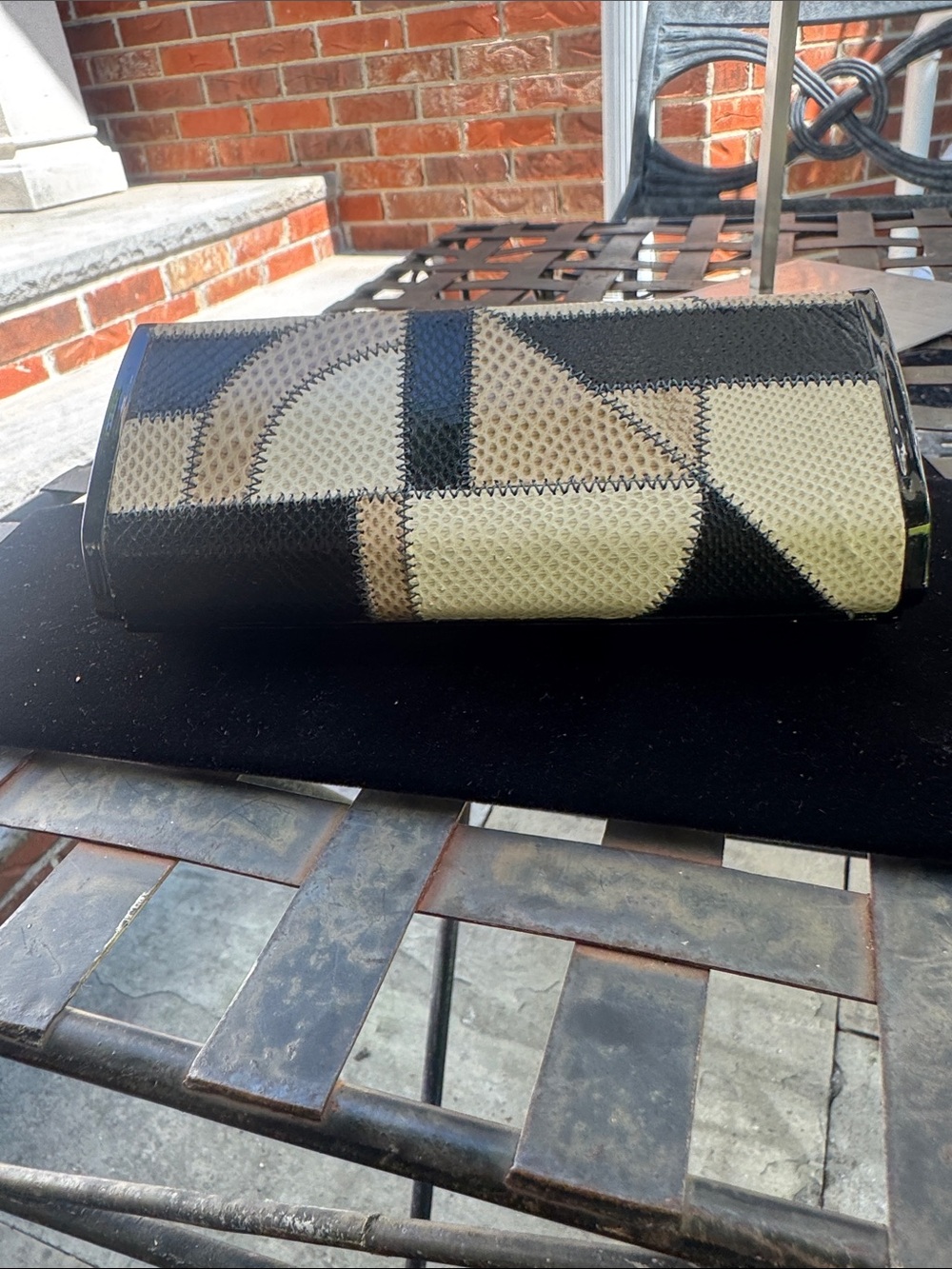 Clutch bag kotur  Geometric snake skin Patchwork “vintage”